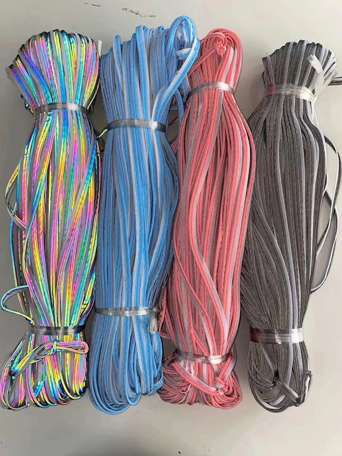 Bundled garment trims in different colours